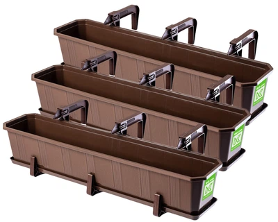 Doniczka balkonowa z uchwytami Kadax Oste 80 cm 3 szt Brązowa (K8227) (5903699475195)