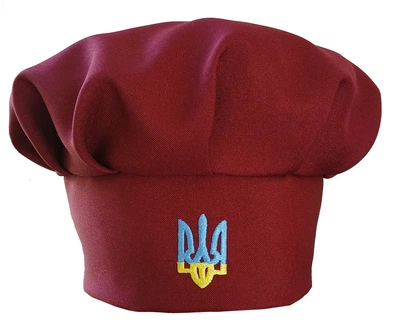 Ковпак кухарський з вишивкою "Герб" бордовий