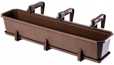Skrzynka balkonowa Kadax Trani z podstawką i uchwytami 80 cm Brązowa (K874) (5902730388531)