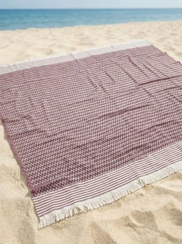 Пляжне покривало велике для пляжа пікніка Breeze Burgundy підстилка на море пляж 170*200 см