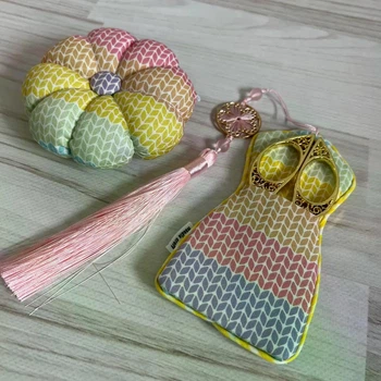 Вінтажний набір Needle Craft ножиці, чохол для ножиць, гольниця гарбузик