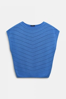 Топ з шовковистої віскозної пряжі Розмір L-XXL (48-52) Волошковий