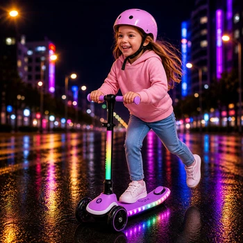 Самокат трехколесный "Kick`n`roll" X2P складной с подсветкой Фиолетовый (i7-195000)