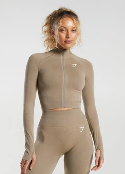 Спортивний зіп-лонгслів Gymshark b5a9qc62 M бежевий (100010663)