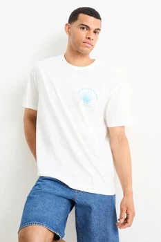 Футболка из хлопка relaxed C&A 2219192c62 S белая (100012672)