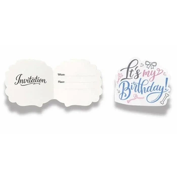Фигурное приглашение FunMi "It`s my birthday бантик" белое 10х11 см 10 штук 22756