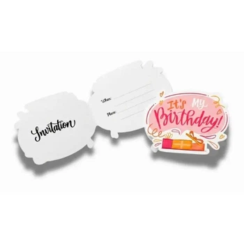 Фигурное приглашение FunMi "It`s my birthday подарки" розовое 10х11 см 10 штук 22755
