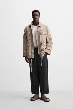 Штани Zara 100% льон чорний 5070/112/800 XL