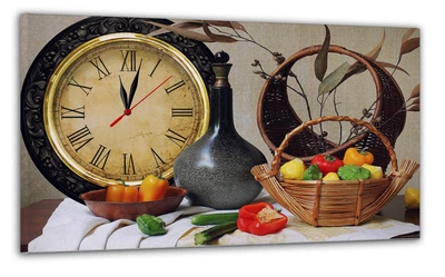 Картина на холсте MAKO Vintage Kitchen Still Life с часами 30×53 см бесшумный плавный ход кварцевый механизм 3053-046