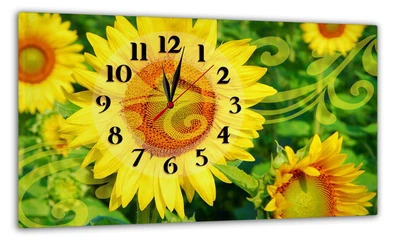 Картина на холсте MAKO Sunflower Close Yellow с часами 30×53 см бесшумный плавный ход кварцевый механизм 3053-063