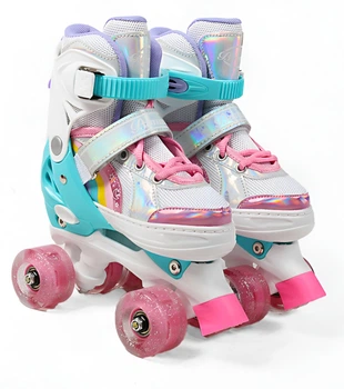 Раздвижные ролики квады 90-01 S Best Roller колеса PU светящиеся (размер 31-34). Multicolor (193614)