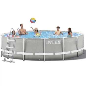 Каркасний басейн Intex 26720 1427х107 см з драбинкою міцний для літнього відпочинку тентом і підстилкою басейни для дому та саду великий басейн для плавання сімейний басейн надувний басейн для дітей