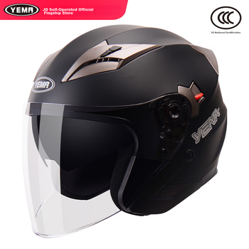 Мотоциклетный шлем YEMA 3C Certified 627, мужской зимний защитный шлем для электровелосипеда с двойным визором и защитой от замерзания, женский полушлем, универсальный размер для всех сезонов, матовый черный.