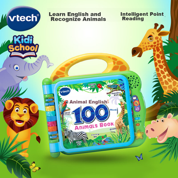 Детская обучающая машинка VTech Early Learning Machine, Animal English 100 Words, аудиокнига для малышей, обучающая машинка, игрушка для детей, подарок для мальчиков и девочек.
