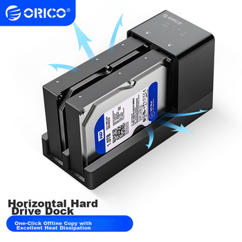 ORICO Внешняя док-станция для жестких дисков с USB3.0, функция автономного копирования, 2,5/3,5-дюймовые SATA/SSD твердотельные накопители, механическая, внешний, с двумя отсеками для клонирования, модель 6528US3-C