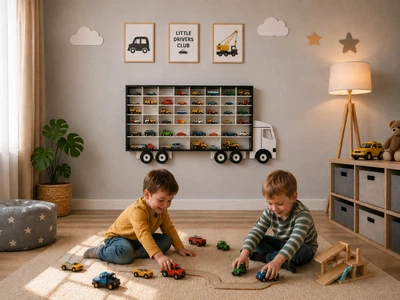 Полиця Вантажівка "Мікс" чорна для 32 Hot Wheels та 12 kinsmart (mix-v-m-black)
