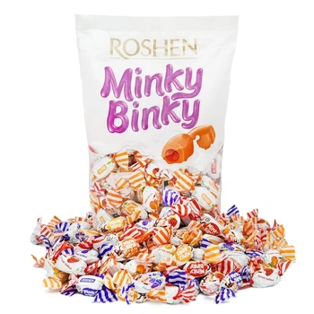 Цукерки іриски з фруктовою начинкою Roshen Minky Binky 1кг ( Мінкі бінкі )