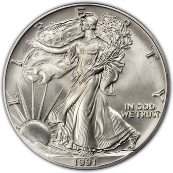 Колекційна срібна монета "Американський Орел Liberty" 31,1 г 1991 рік