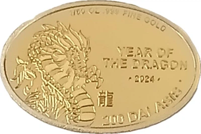 Колекційна золота монета "Рік Дракона" PROOF 0,62 г 2017 рік