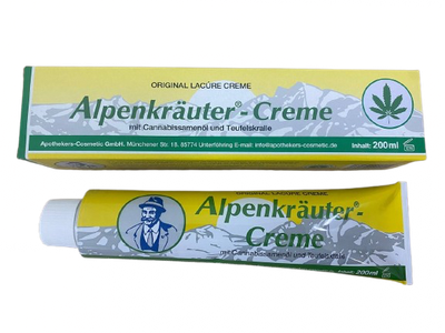 Крем бальзам Alpenkrauter Creme з екстрактом коноплі для зняття болю і втоми 200 мл