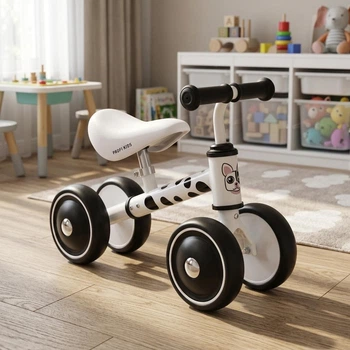 Биговел детский четырехколесный с регулировкой сиденья Profi Kids MBB 1017-4D биговел с 4 с мягкими EVA колесами для детей от 2 лет Бело-черный