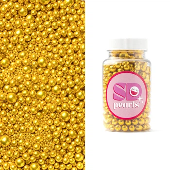 Посыпка кондитерская SD Pearls сахарные шарики зеркальные античное золото 3–10 мм 100г