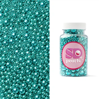 Посыпка кондитерская SD Pearls сахарные шарики зеркальные бирюзовые 3-10мм 100г