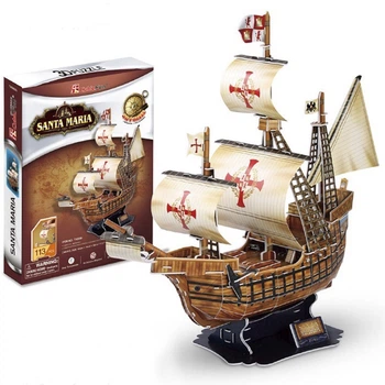 Пазл конструктор Корабль Санта-Мария Santa Maria CubicFun 3D 113 деталей Разноцветный (28759)