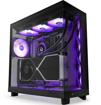 Корпус NZXT H6 Flow RGB (CC-H61FB-R1) / Mid-Tower / ATX, Micro-ATX, Mini-ITX / 3x120mm ARGB / 1xUSB Type-C / Без БЖ / Чорний