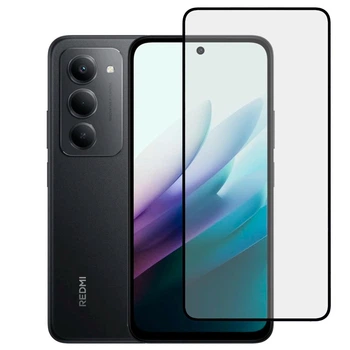 Защитное стекло для телефона Xiaomi Redmi 15 4G EU противоударное на весь экран прозрачное с черной рамкой