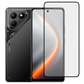 Защитное стекло для телефона Tecno Pova 7 NEO противоударное на весь экран прозрачное с черной рамкой