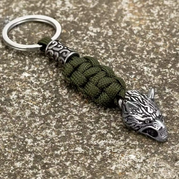 Скандинавський вовк із Fenrir фенрир медальйон брелок брутальний із рунами паракорд підвіска окал