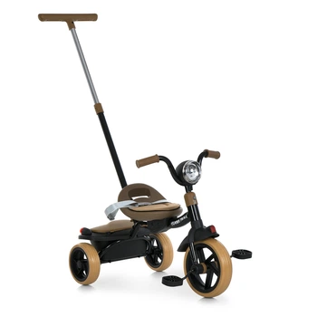 Велосипед дитячий триколісний Turbotrike MT 1037-1 Black (колеса: EVA, переднє: Ø8", задні: Ø6", фара, музика, батьківська ручка, багажник з кришкою)