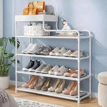 Металева поліця-поверхівка для взуття Shoe Rack — стійка для прихожої, компактна та міцна