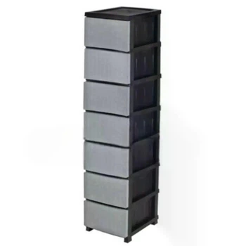 Комод пластиковый R-Plastic Ротанг на 7 ящиков серо-черный