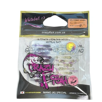 Приманка Crazy Fish Whitebait 0.8" 16-20-12/30-6 смак кальмар уп. (20шт),16-20-12/30-6