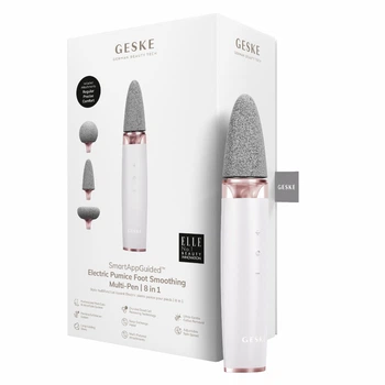 Шлифовальная пилка для стоп с дополнительными насадками GESKE Electric Pumice Foot Smoothing Multi-Pen 8в1 жемчужная
