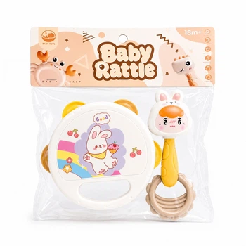 Набор погремушка и прорезыватель Baby Rattle, детский бубен и грызунок