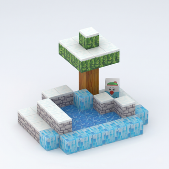 Магнітний конструктор Minecraft Засніжене джерело 60 деталей тематичний набір кубиків