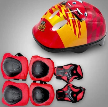 Защитное снаряжение "TK Sport", шлем, налокотники, наколенники, запястья Красный