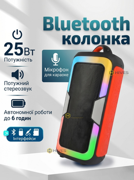 Портативна Bluetooth колонка Singer з мікрофоном, RGB підсвіткою, FM-радіо, USB, AUX, microSD для вечірок і караоке