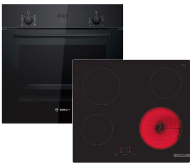 Комплект Духова шафа електрична Bosch Serie 2 HBF512BB1T + Варильна поверхня електрична Bosch PKE611BA2E