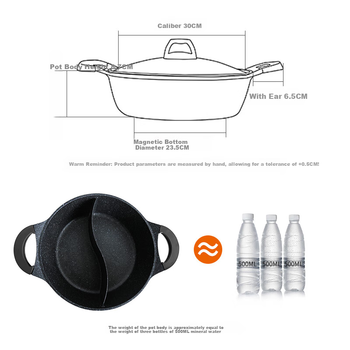 Кастрюля COOKER KING Hot Pot, двусторонняя, с антипригарным покрытием, плоское дно, цвет Maifanshi, 30 см, совместима с индукционной плитой, HG30YY
