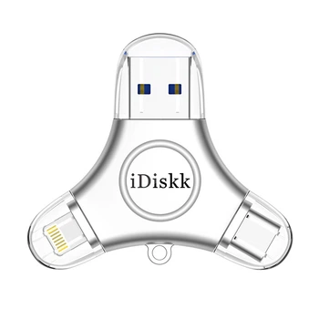 Флеш память USB iDiskk U030 512GB USB 3.2 Gen1 + Type-C + Lightning Silver