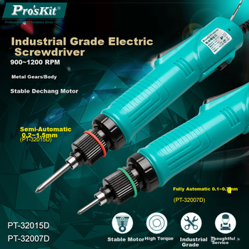 Электрическая отвертка Pro'sKit PT-32015D, с прямым вставлением и регулируемой частотой вращения (крутящий момент 0,2-1,5 Нм)