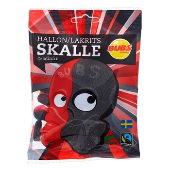Желейні цукерки Bubs Hallon Liquorice Skalle Gelatinfri Черепа Малина та Лакриця 92г