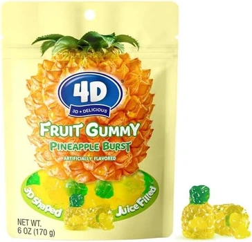 Желейные Конфеты Amos 4D Fruit Gummy Pineapple Burst Ананас 170г