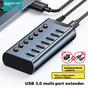 USB-концентратор SAMZHE USB 3.0, высокоскоростная док-станция расширения, концентратор для жесткого диска ноутбука, клавиатуры и мыши, 7-портовый удлинительный кабель для концентратора, 1 метр HB307