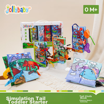 Тканевая книжка Jollybaby развивающая, для детей 0-12 месяцев, моющаяся