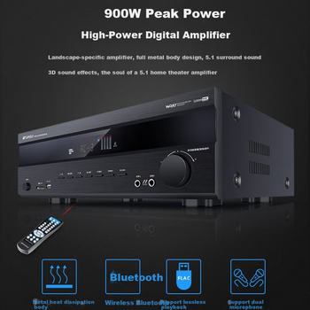 Підсилювач SANSUI UX66, домашній кінотеатр 5.1-канальний AV-підсилювач, високоякісний аудіо бездротовий смарт-підсилювач Bluetooth для домашнього караоке